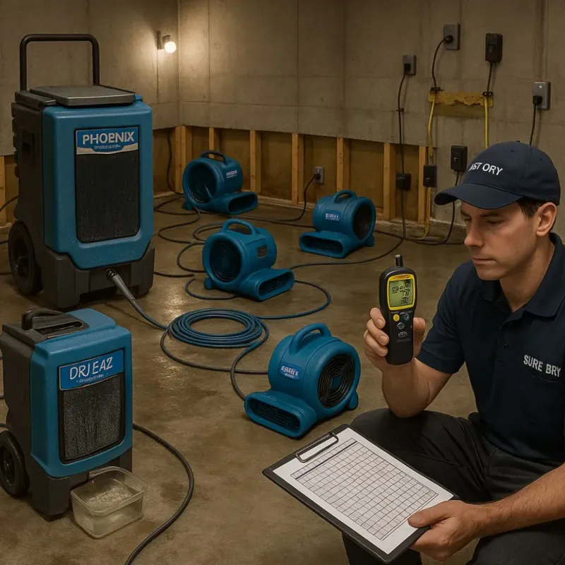 Structural Drying and Dehumidification process in Milford, IA